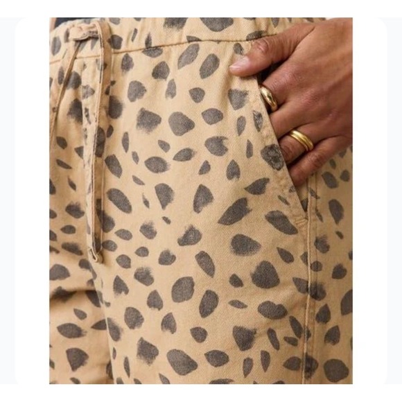 Marine Layer Allison Pants Leopard Print Tan Charcoal Drawstring XS - Picture 2 of 10